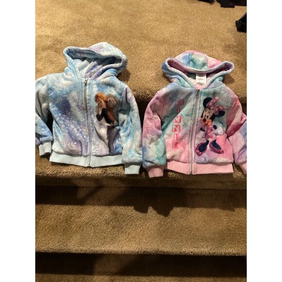 Disney Frozen II & Minnie Mouse Soft Zipper Down w/ Hood Toddler Jackets Size 3T - Picture 1 of 13